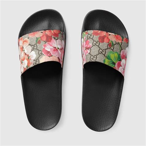 slide on gucci shoes womens floral|gucci floral flip flops.